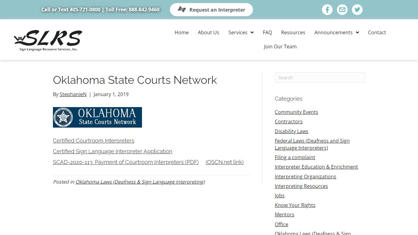 Oklahoma State Courts Network - SLRSINC.COM